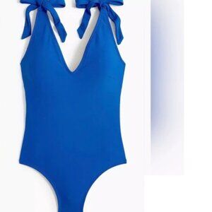 J. Crew Tie-shoulder swimsuit Brilliant Blue Size L